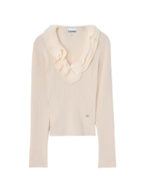 GANNI top in ribbed merino Neutrals A1040528