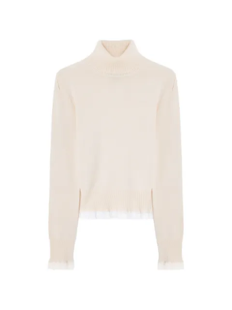 GANNI turtleneck in lace merino Neutrals A1150062