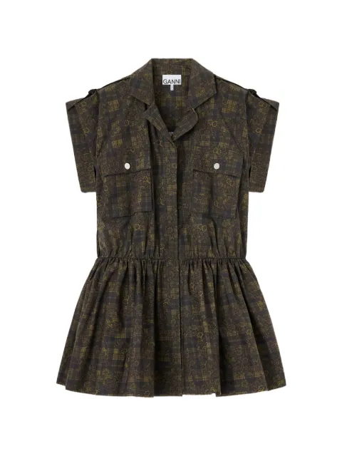 GANNI dress in printed cotton Brown A1030721