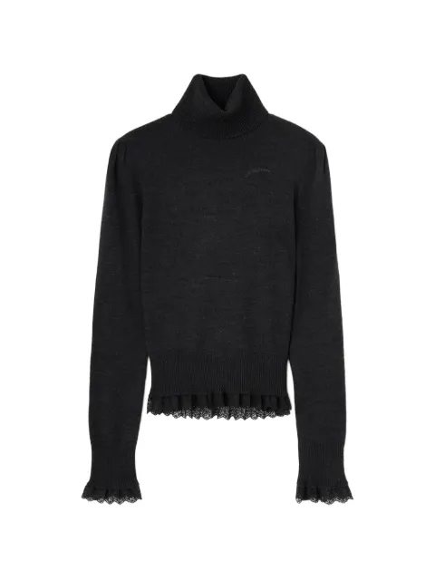 GANNI turtleneck sweater in lace merino Grey A1150062