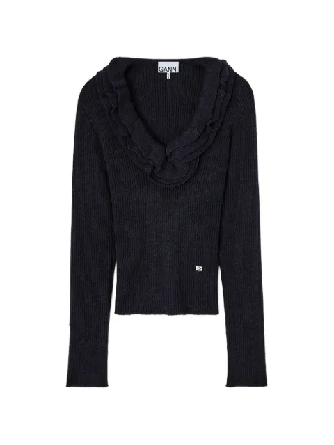 GANNI top in ribbed merino Grey A1040528