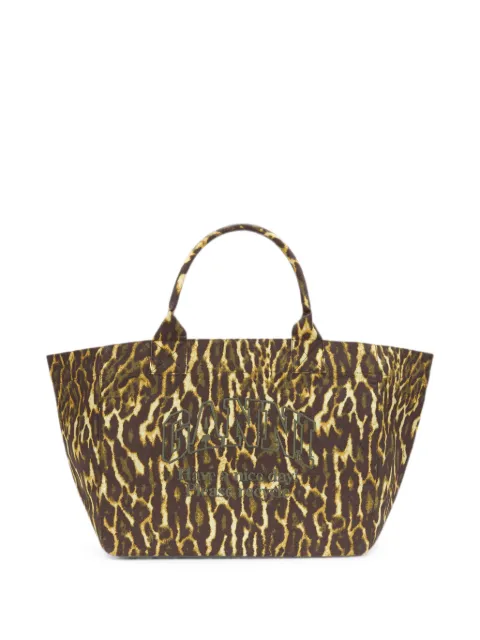 GANNI XXL leopard-print tote bag Brown C2080041