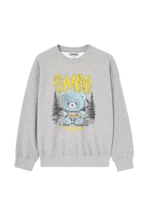 GANNI crewneck sweatshirt with Forest Teddy Grey A1060092