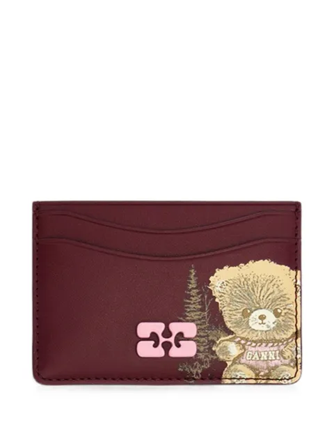GANNI Bou card holder with forest teddy Red B3010375