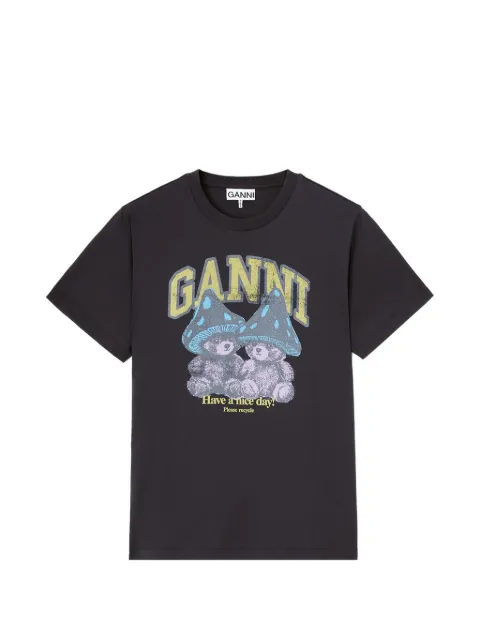 GANNI graphic-print T-shirt Black A1050332