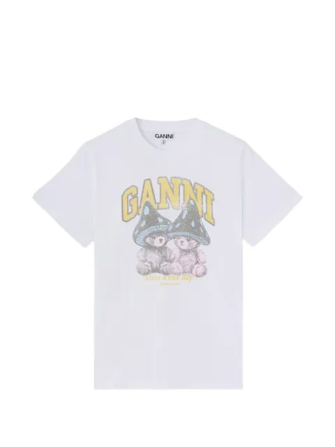 GANNI T-shirt with Mushroom Teddy White A1050311