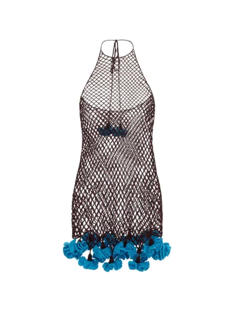 Alaïa crochet pom-pom mini dress Red AA9R3150K221D