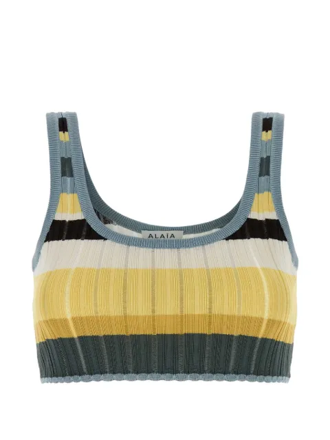 Alaïa striped ribbed-knit tank top Yellow AA9H1569K266D