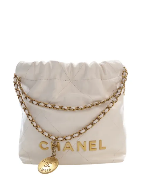 CHANEL Pre-Owned 2021-2026 Mini Shiny Calfskin 22 Hobo satchel White 3FNXJD3SFSE5Z3N4
