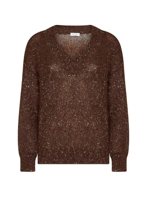 Brunello Cucinelli sequin-embellishment sweater Brown MMS579702C4211