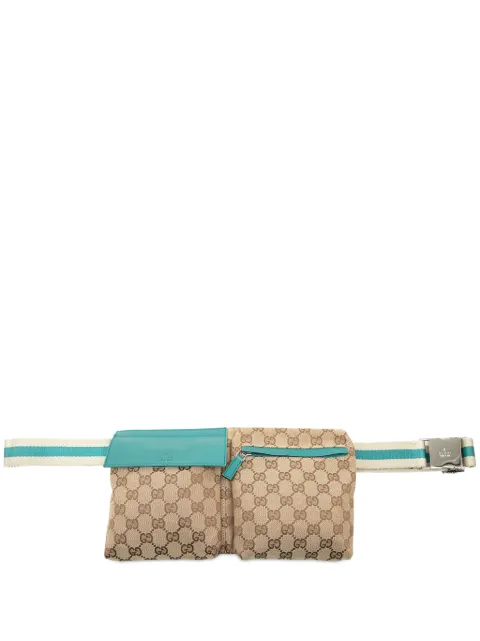 Gucci Pre-Owned 2000-2015 GG Canvas Web Double Pocket belt bag Neutrals A2J7PV5FUKLYLQF1