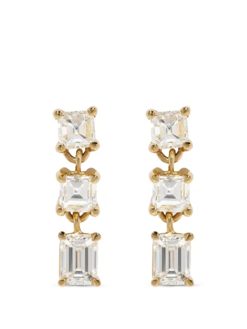 Azlee Illusion Carre diamond earrings Gold E1409G18