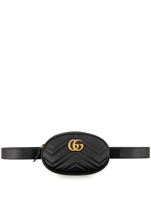 Gucci Pre-Owned 2016-2026 GG Marmont Matelasse Calfskin belt bag Black 79NRMKJR7GX1ACCD