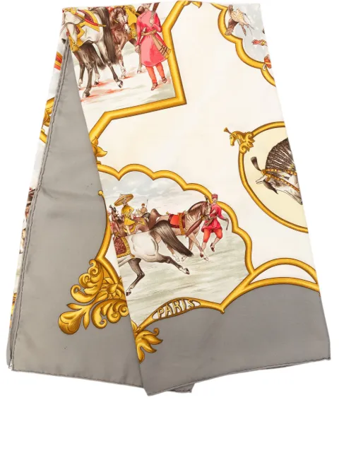 Hermès Pre-Owned 20th Century Les Chevaux des Moghols Silk Scarf 90 scarves White FXWQ1M4CFMNLC7CA