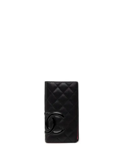 CHANEL Pre-Owned 2008-2009 Quilted Lambskin Cambon Ligne Bifold Wallet long wallets Black ACWP55JK3XI34UT6