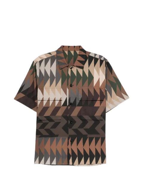 sacai geometric-print short-sleeved shirt Brown 2604110M