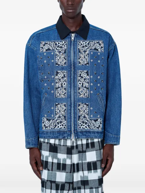 NOMARHYTHM bandana.embroidered zip-up denim jacket Blue N41DE01