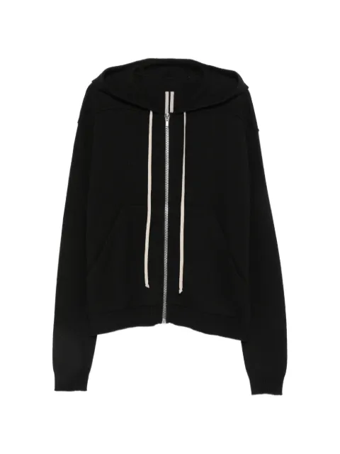 Rick Owens zip-up drawstring hoodie Black RU02F4614WSBR