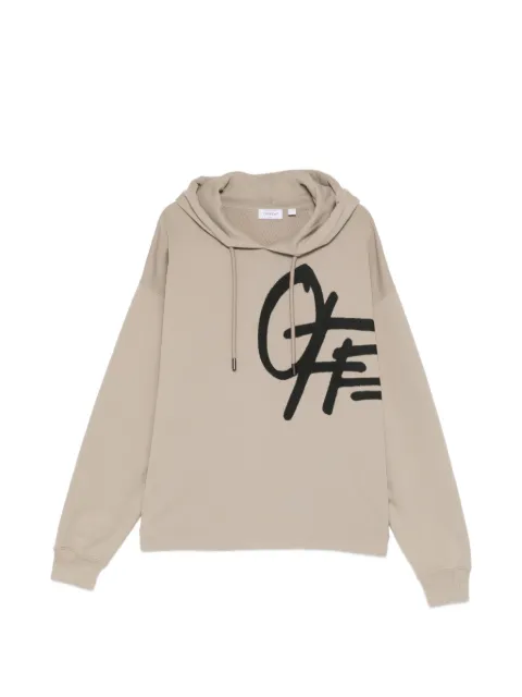 Off-White spray-logo drawstring hoodie Neutrals OMBB12MS26FLE0082050