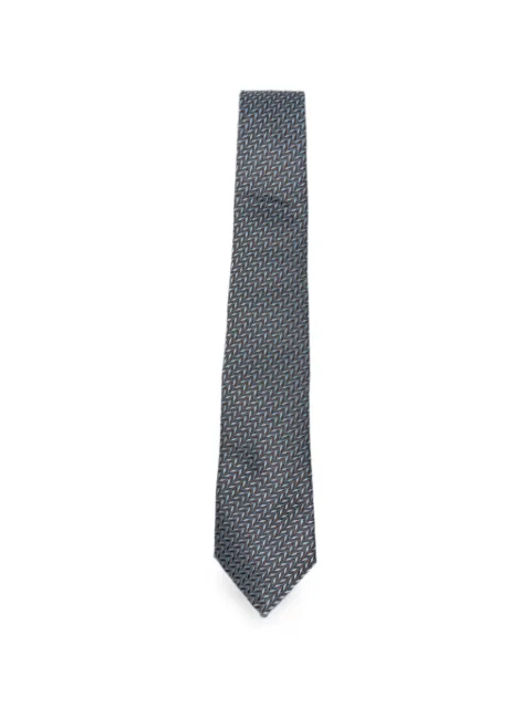 Giorgio Armani chevron-patterned silk tie Blue GM000800TE22445