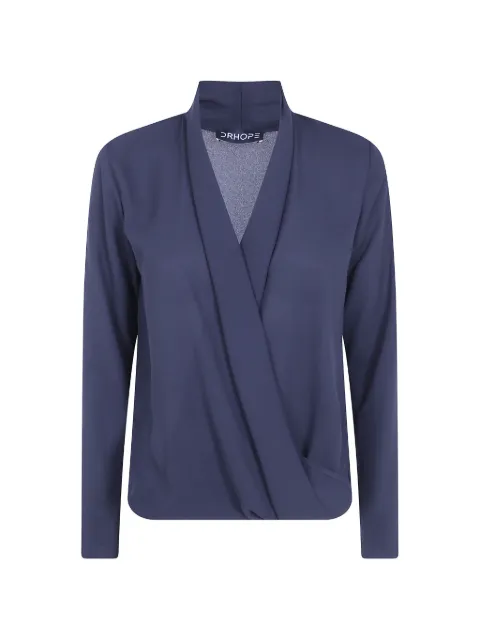 DRHOPE wrap-style long-sleeve blouse Blue 42982859