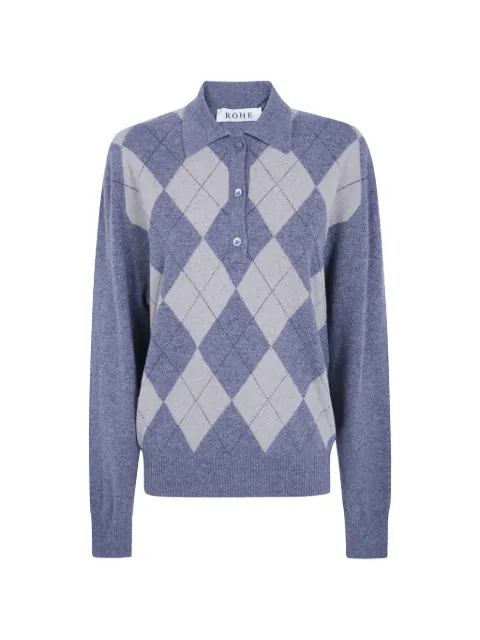 Róhe argyle-knit wool sweater Blue 42023421