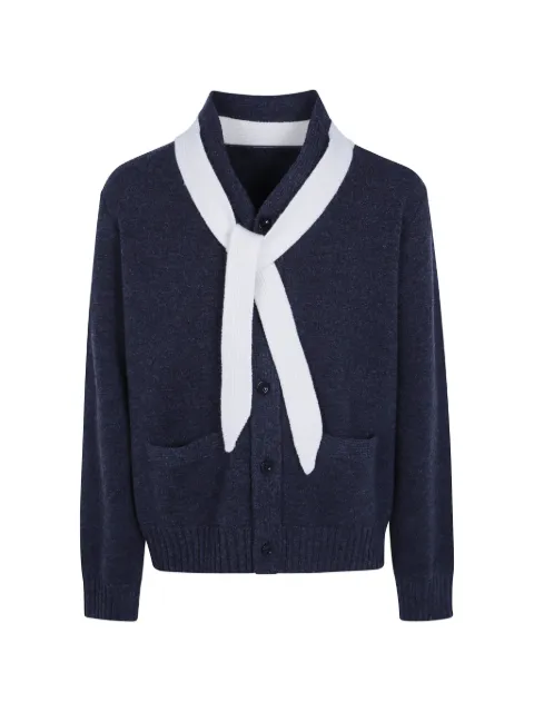 sacai scarf-detail wool cardigan Blue 2604068M