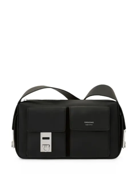 Ferragamo Utility shoulder bag with Hug buckle Black 797412