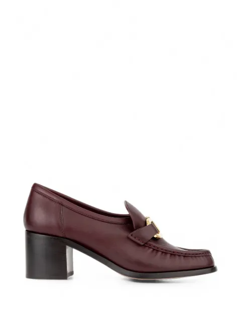 Ferragamo block heel loafers with Gancini ornament Red 798275