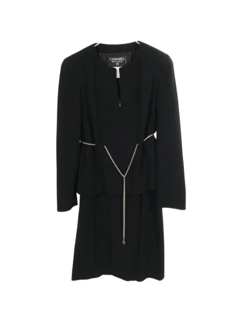 CHANEL Pre-Owned 1986-1988 chain-belt skirt suit Black 1088288