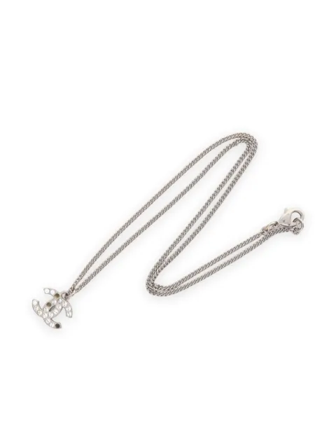 CHANEL Pre-Owned 2013 CC rhinestone necklace Silver 1074092F13V