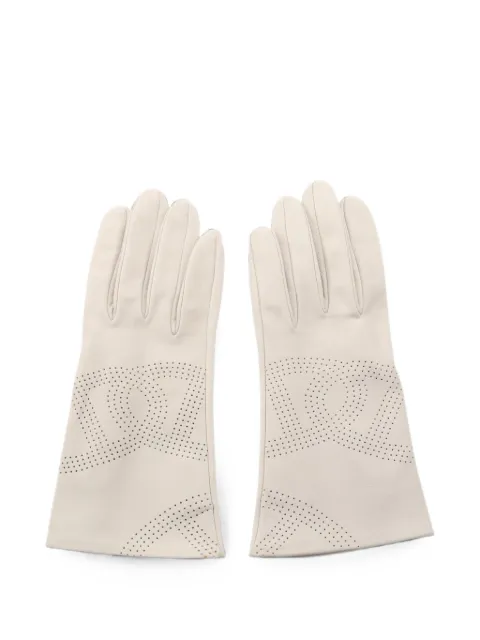 Hermès Pre-Owned 2010s perforated-logo leather gloves Neutrals 1090150