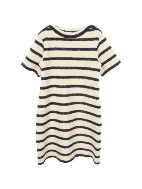 Christian Dior Pre-Owned 2010s striped short-sleeved mini dress White 1090050