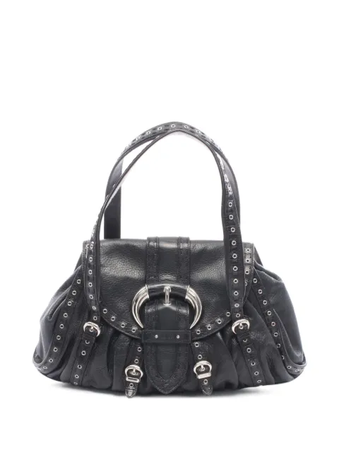 Christian Dior Pre-Owned 2010s Eyelet lizard-embossed leather shoulder bag Black 1091829