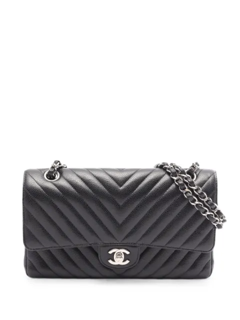 CHANEL Pre-Owned 2018-2019 Chevron flap shoulder bag Black 109214626825490
