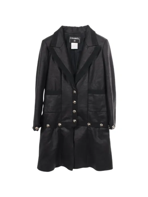 CHANEL Pre-Owned 1986-1988 Cocoline button-down coat Black 1088192