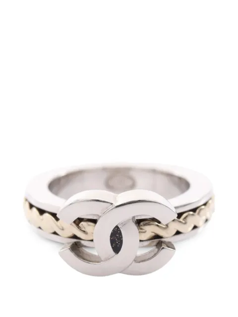 CHANEL Pre-Owned Coco Mark braided ring Silver 1086983C25A