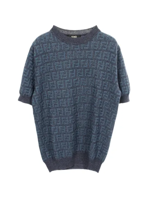 Fendi Pre-Owned 2010s Zucca knit T-shirt Blue 1088233