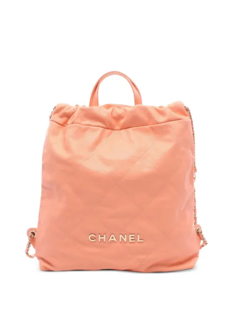 CHANEL Pre-Owned 2021 large Chanel 22 diamond-quilted backpack Orange 1092166L3CAAE7H