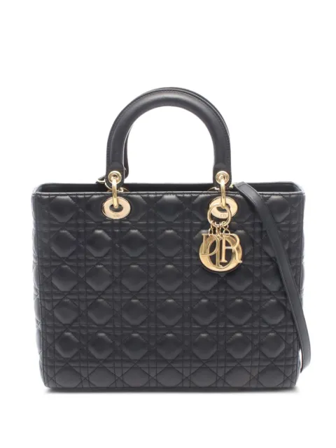 Christian Dior Pre-Owned 2010s Lady Dior Cannage tote bag Black 1092258