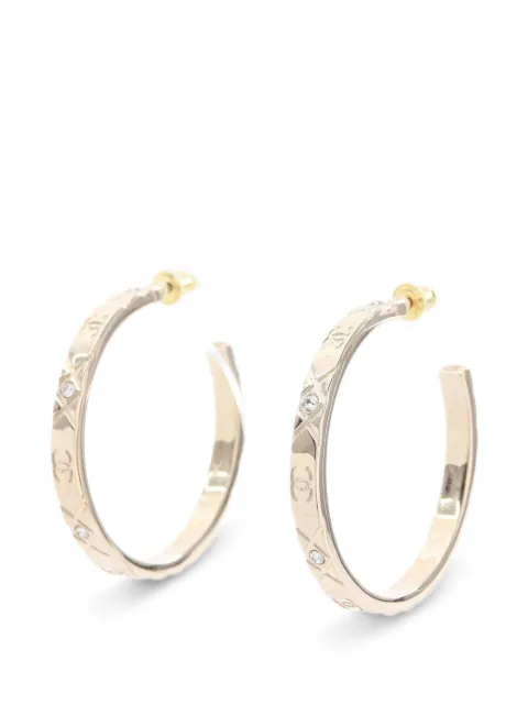 CHANEL Pre-Owned Coco Mark rhinestone hoop post-back earrings Gold 1086997B25P