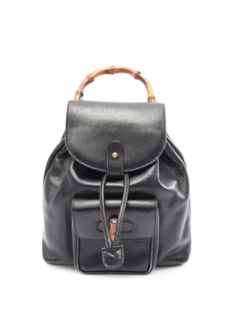 Gucci Pre-Owned 2000s Bamboo leather backpack Black 1091481