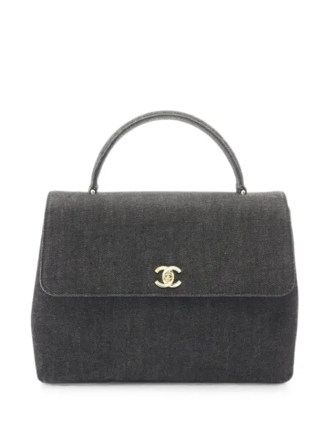 CHANEL Pre-Owned 1997-1999 Kelly denim tote bag Black 10907095575310