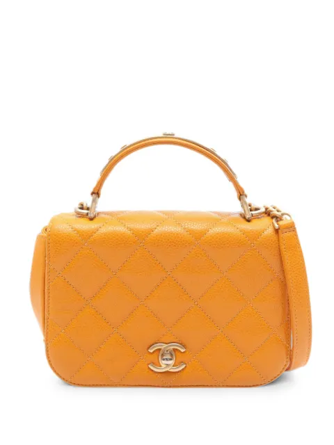 CHANEL Pre-Owned 2017-2018 Matelassé Caviar shoulder bag Orange 10914602