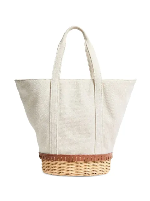 Pamela Munson The Gardener canvas-and-rattan tote bag Neutrals P25HB002NATURAL
