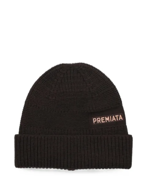 Premiata Halta logo-patch beanie hat Brown HALTA