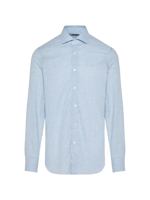 Barba gingham-check long-sleeve shirt Blue K4U13P0150002