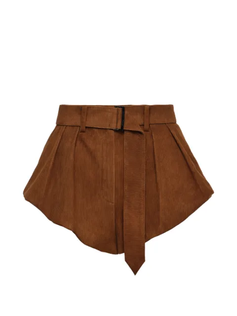 Magda Butrym belted pleated shorts Brown 298726