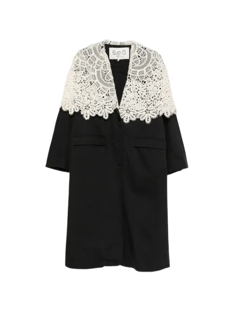 Sea Alina lace-collar coat Black PF26089