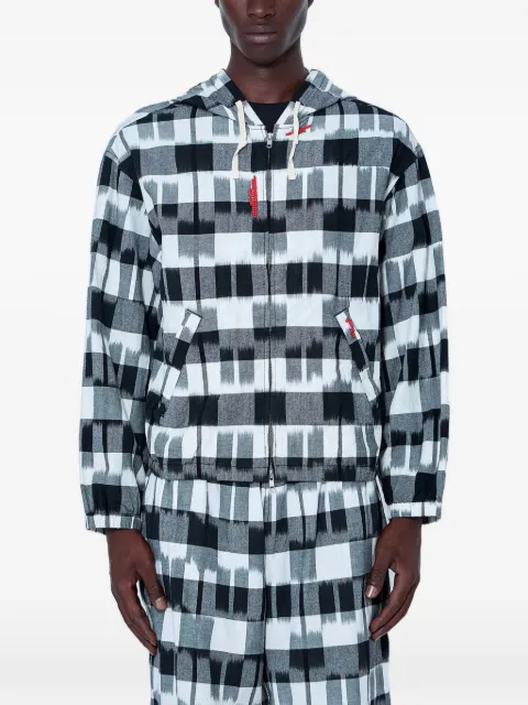 NOMARHYTHM grid-pattern zip-up hoodie Grey N41ID
